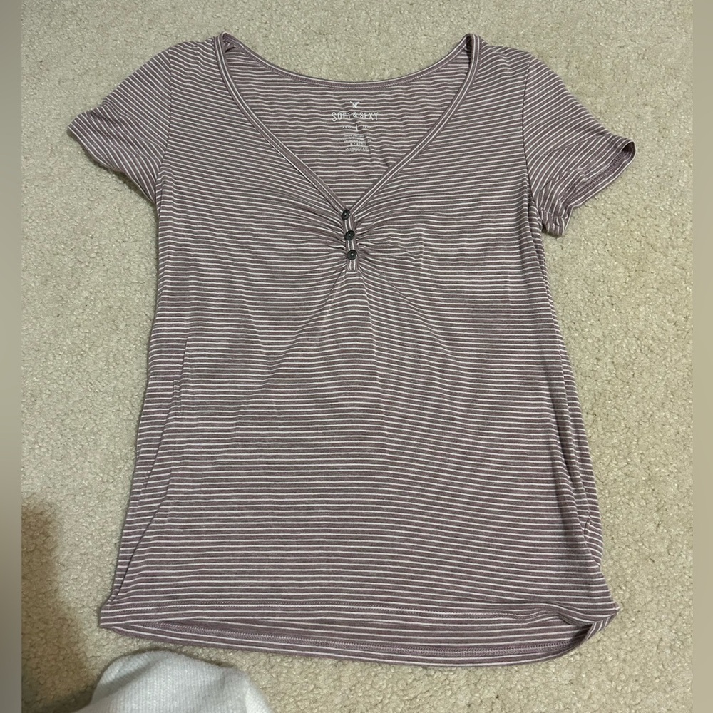 Striped V-Neck Women's Top